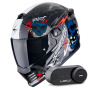 Casque Integral Scorpion Covert FX Skullz Matt Black Grey Gold + Kit Bluetooth Lokui K30