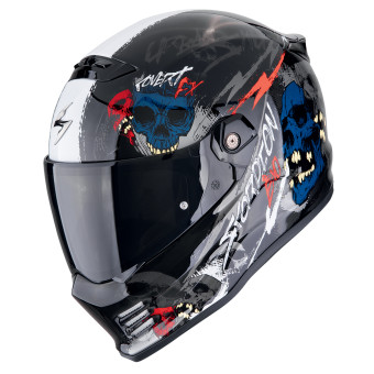 Scorpion Covert FX Skullz Matt Black Grey Gold + Kit Bluetooth Lokui K30