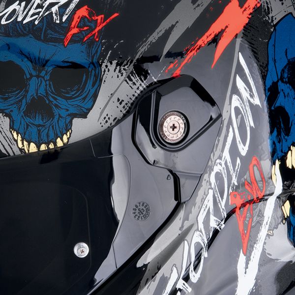 Scorpion Covert FX Skullz Matt Black Grey Gold + Kit Bluetooth Lokui K30