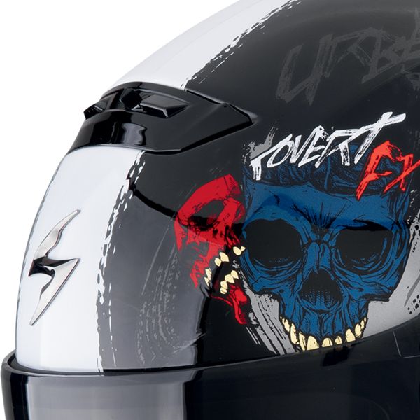 Scorpion Covert FX Skullz Matt Black Grey Gold + Kit Bluetooth Lokui K30