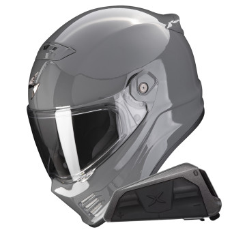 Integral Scorpion Covert FX Solid Cement Grey + Kit bluetooth Exo-Com Link-1