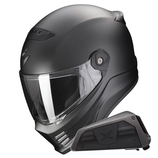 Integral Scorpion Covert FX Solid Matt Pearl Black + Kit bluetooth Exo-Com Link-1 Integral Scorpion Covert FX Solid Matt Pearl Black + Kit bluetooth Exo-Com Link-1