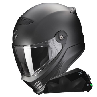 Integral Scorpion Covert FX Solid Matt Pearl Black + Kit bluetooth Exo-Com Link-1C