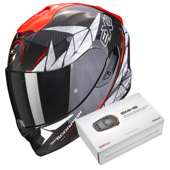 Integral Scorpion Exo 1400 Air Carbon Air Aranea Black Red Fluo + Kit Bluetooth SMH5