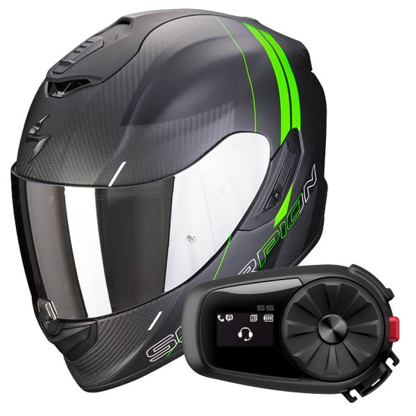 Integral Scorpion Exo 1400 Air Carbon Air Drik Matt Black Green + Kit Bluetooth 5S