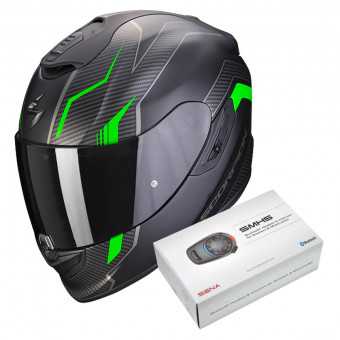 Integral Scorpion Exo 1400 Air Fortuna Matt Black Green + Kit Bluetooth SMH5