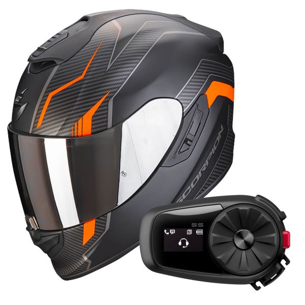 Integral Scorpion Exo 1400 Air Fortuna Matt Black Orange + Kit Bluetooth 5S Solo