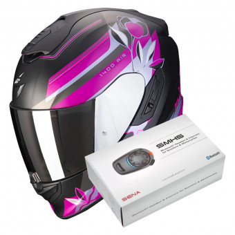 Integral Scorpion Exo 1400 Evo Air Gaia Matt Black Pink + Intercom Sena SMH5