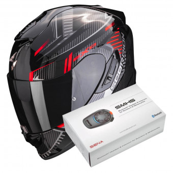 Integral Scorpion Exo 1400 Evo Air Shell Black Red + Intercom Sena SMH5