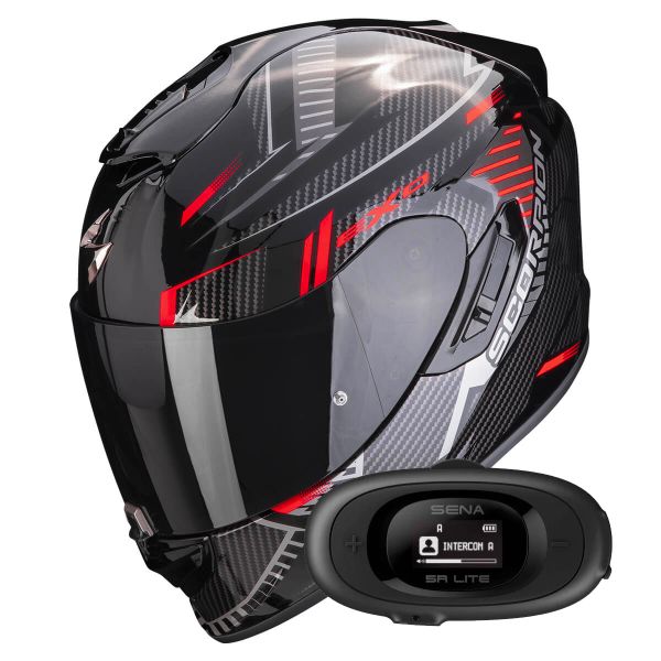 Integral Scorpion Exo 1400 Evo Air Shell Black Red + Kit bluetooth 5R Lite