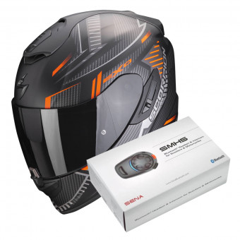 Integral Scorpion Exo 1400 Evo Air Shell Matt Black Orange + Intercom Sena SMH5