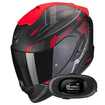 Integral Scorpion Exo 1400 Evo Air Shell Matt Black Red + Kit bluetooth 5R Lite