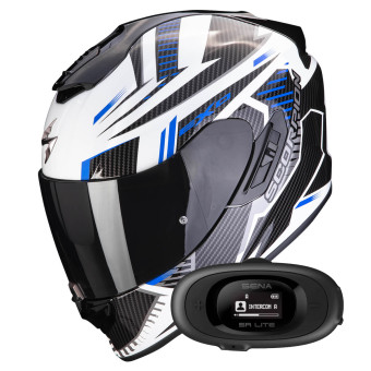 Integral Scorpion Exo 1400 Evo Air Shell White Blue + Kit bluetooth 5R Lite