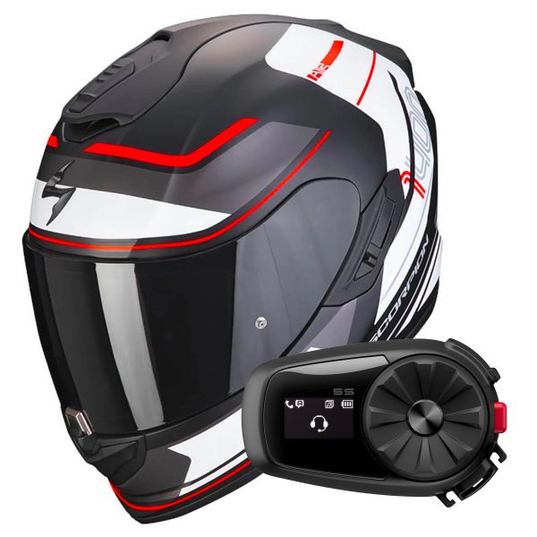 Integral Scorpion Exo 1400 Evo Air Vittoria Matt Black White + Kit Bluetooth 5S