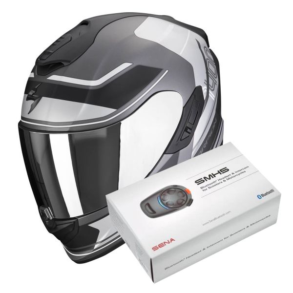 Integral Scorpion Exo 1400 Evo Air Vittoria Matt Silver White + Intercom Sena SMH5