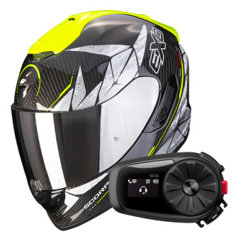 Integral Scorpion Exo 1400 Evo Carbon Air Aranea Black Neon Yellow + Kit Bluetooth 5S
