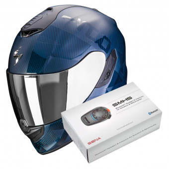 Integral Scorpion Exo 1400 Evo Carbon Air Cerebro Blue + Intercom Sena SMH5
