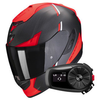 Integral Scorpion Exo 1400 Evo Carbon Air Kendal Matt Black Red + Kit Bluetooth 5S