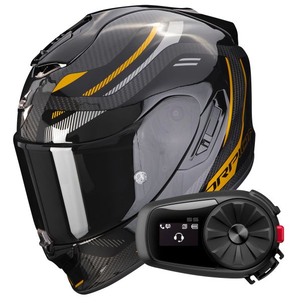 Integral Scorpion Exo 1400 Evo Carbon Air Kydra Black Gold + Kit Bluetooth 5S