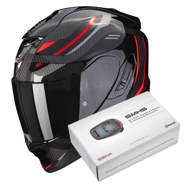 Integral Scorpion Exo 1400 Evo Carbon Air Kydra Black Red + Intercom Sena SMH5