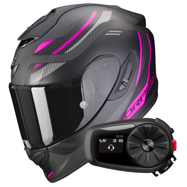 Integral Scorpion Exo 1400 Evo Carbon Air Kydra Matt Black Pink + Kit Bluetooth 5S