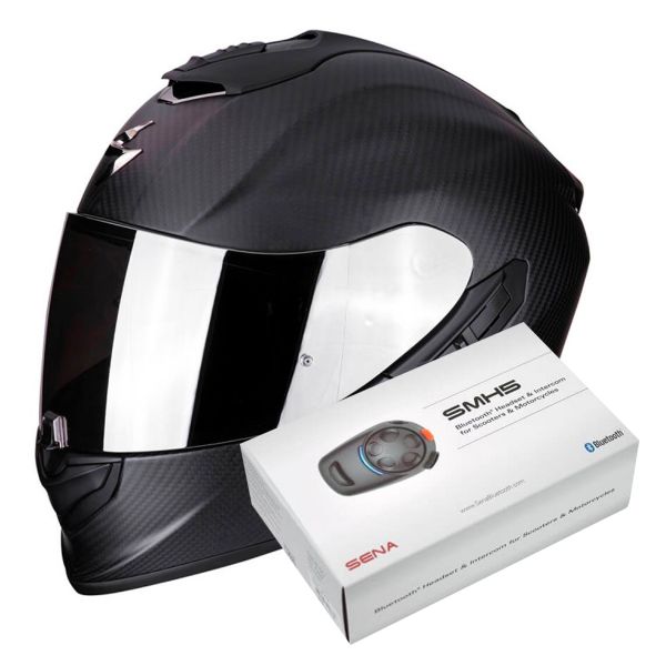 Integral Scorpion Exo 1400 Evo Carbon Air Solid Matt Black + Intercom Sena SMH5