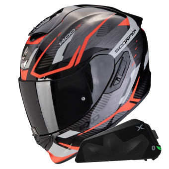 Integral Scorpion Exo 1400 Evo II Air Accord Grey Red + Kit bluetooth Exo-Com Link-1C