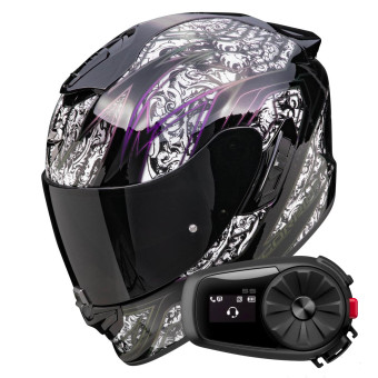 Integral Scorpion Exo 1400 Evo II Air Fantasy Black White + Kit Bluetooth 5S Solo