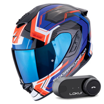 Casque Integral Scorpion Exo 1400 Evo II Air Linart Black Blue Red + Kit Bluetooth Lokui K30 Casque Integral Scorpion Exo 1400 Evo II Air Linart Black Blue Red + Kit Bluetooth Lokui K30