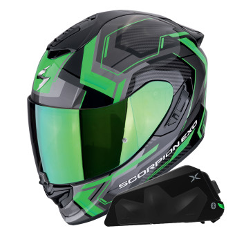Integral Scorpion Exo 1400 Evo II Air Linart Black Green + Kit bluetooth Exo-Com Link-1C