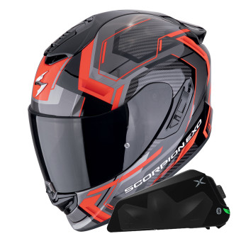 Integral Scorpion Exo 1400 Evo II Air Linart Black Red + Kit bluetooth Exo-Com Link-1C