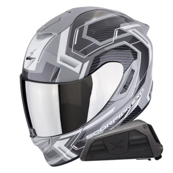 Integral Scorpion Exo 1400 Evo II Air Linart Grey White + Kit bluetooth Exo-Com Link-1
