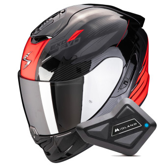 Casque Integral Scorpion Exo 1400 Evo II Air Luma Black Red + Kit Bluetooth BT Mini Casque Integral Scorpion Exo 1400 Evo II Air Luma Black Red + Kit Bluetooth BT Mini