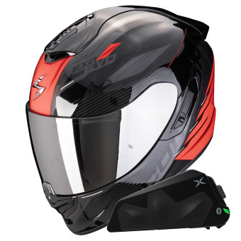 Integral Scorpion Exo 1400 Evo II Air Luma Black Red + Kit bluetooth Exo-Com Link-1C