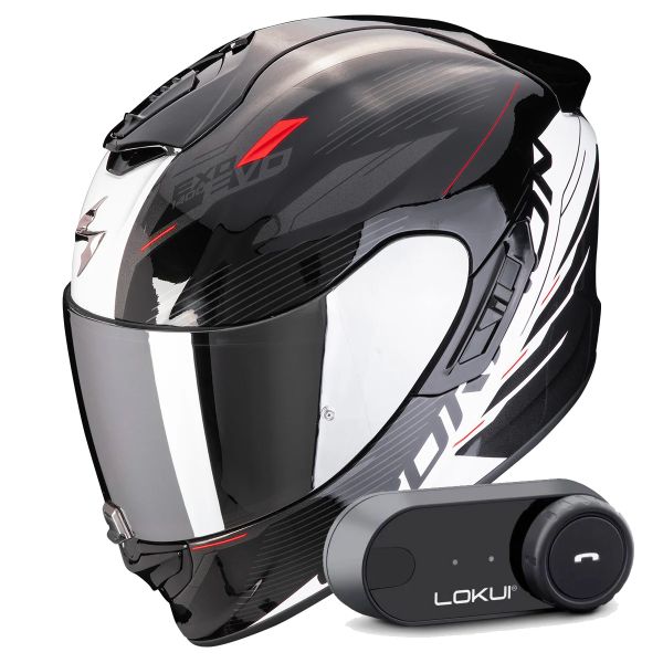 Integral Scorpion Exo 1400 Evo II Air Luma Black White + Kit Bluetooth Lokui K30