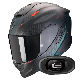 Integral Scorpion Exo 1400 Evo II Air Luma Matt Black Green + Kit bluetooth 5R Lite