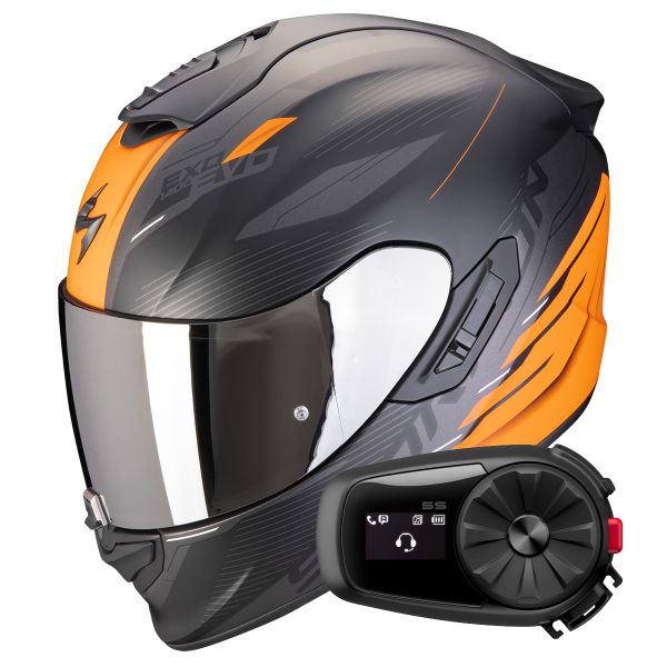 Integral Scorpion Exo 1400 Evo II Air Luma Matt Black Orange + Kit Bluetooth 5S