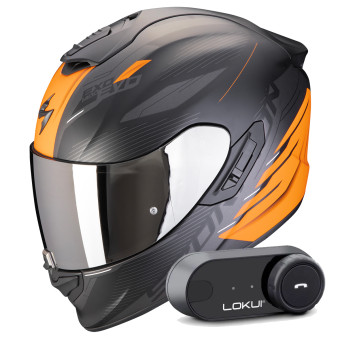 Integral Scorpion Exo 1400 Evo II Air Luma Matt Black Orange + Kit Bluetooth Lokui K30