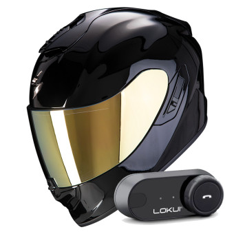 Integral Scorpion Exo 1400 Evo II Air Solid Black + Kit Bluetooth Lokui K30
