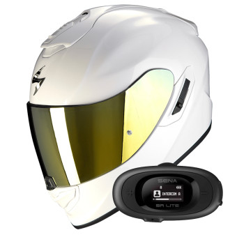 Integral Scorpion Exo 1400 Evo II Air Solid Pearl White + Kit bluetooth 5R Lite