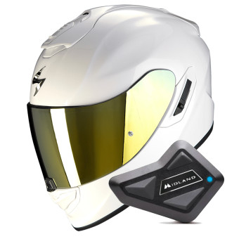 Integral Scorpion Exo 1400 Evo II Air Solid Pearl White + Kit Bluetooth BT Mini