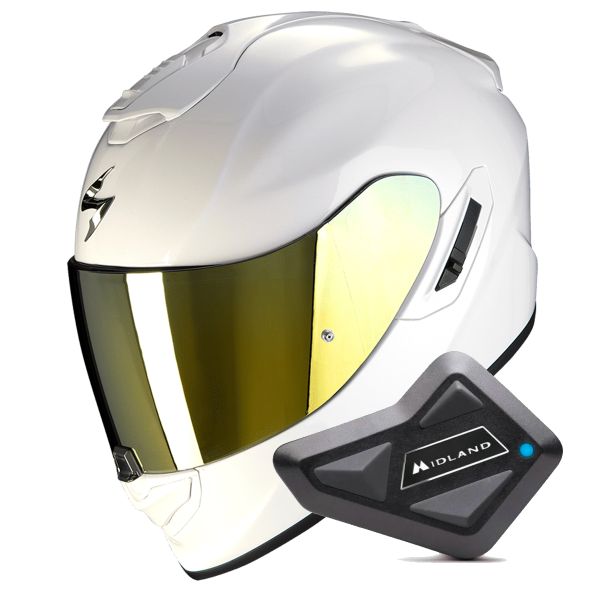 Integral Scorpion Exo 1400 Evo II Air Solid Pearl White + Kit Bluetooth BT Mini