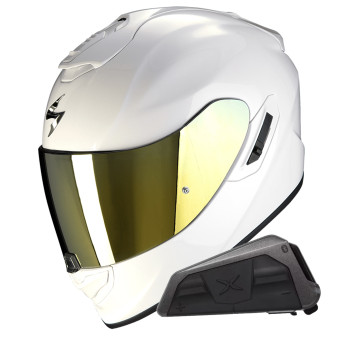 Integral Scorpion Exo 1400 Evo II Air Solid Pearl White + Kit bluetooth Exo-Com Link-1