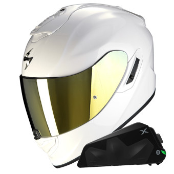 Integral Scorpion Exo 1400 Evo II Air Solid Pearl White + Kit bluetooth Exo-Com Link-1C