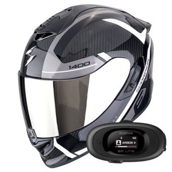 Casque Integral Scorpion Exo 1400 Evo II Carbon Air Enko Black White + Kit bluetooth 5R Lite Casque Integral Scorpion Exo 1400 Evo II Carbon Air Enko Black White + Kit bluetooth 5R Lite