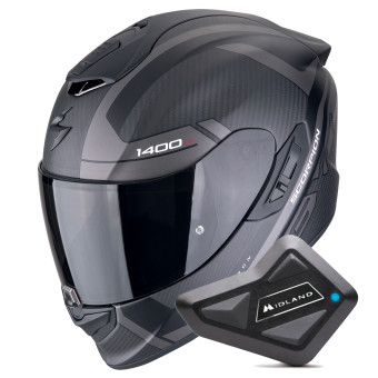 Casque Integral Scorpion Exo 1400 Evo II Carbon Air Enko Matt Black Silver + Kit Bluetooth BT Min Casque Integral Scorpion Exo 1400 Evo II Carbon Air Enko Matt Black Silver + Kit Bluetooth BT Min