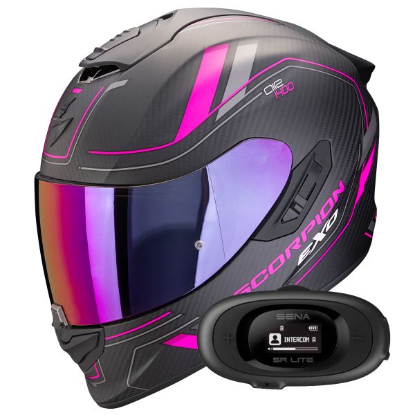 Integral Scorpion Exo 1400 Evo II Carbon Air Mirage Matt Black Pink + Kit bluetooth 5R Lit