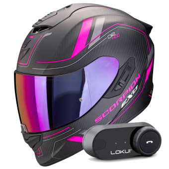 Integral Scorpion Exo 1400 Evo II Carbon Air Mirage Matt Black Pink + Kit Bluetooth Lokui