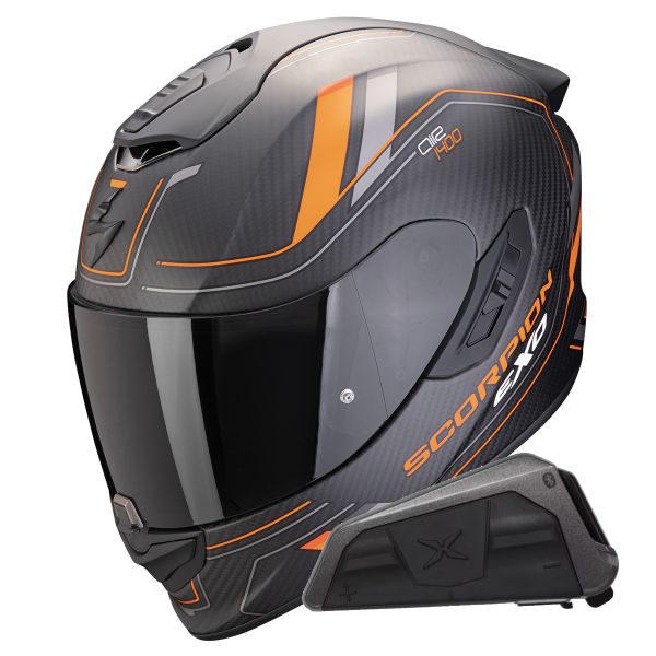 Integral Scorpion Exo 1400 Evo II Carbon Air Mirage Orange + Kit bluetooth Exo-Com Link-1