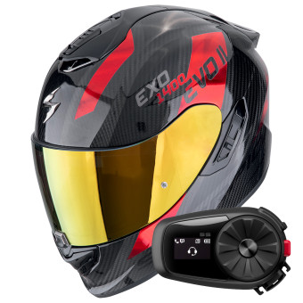 Integral Scorpion Exo 1400 Evo II Carbon Air Platted Black Red + Kit Bluetooth 5S Solo